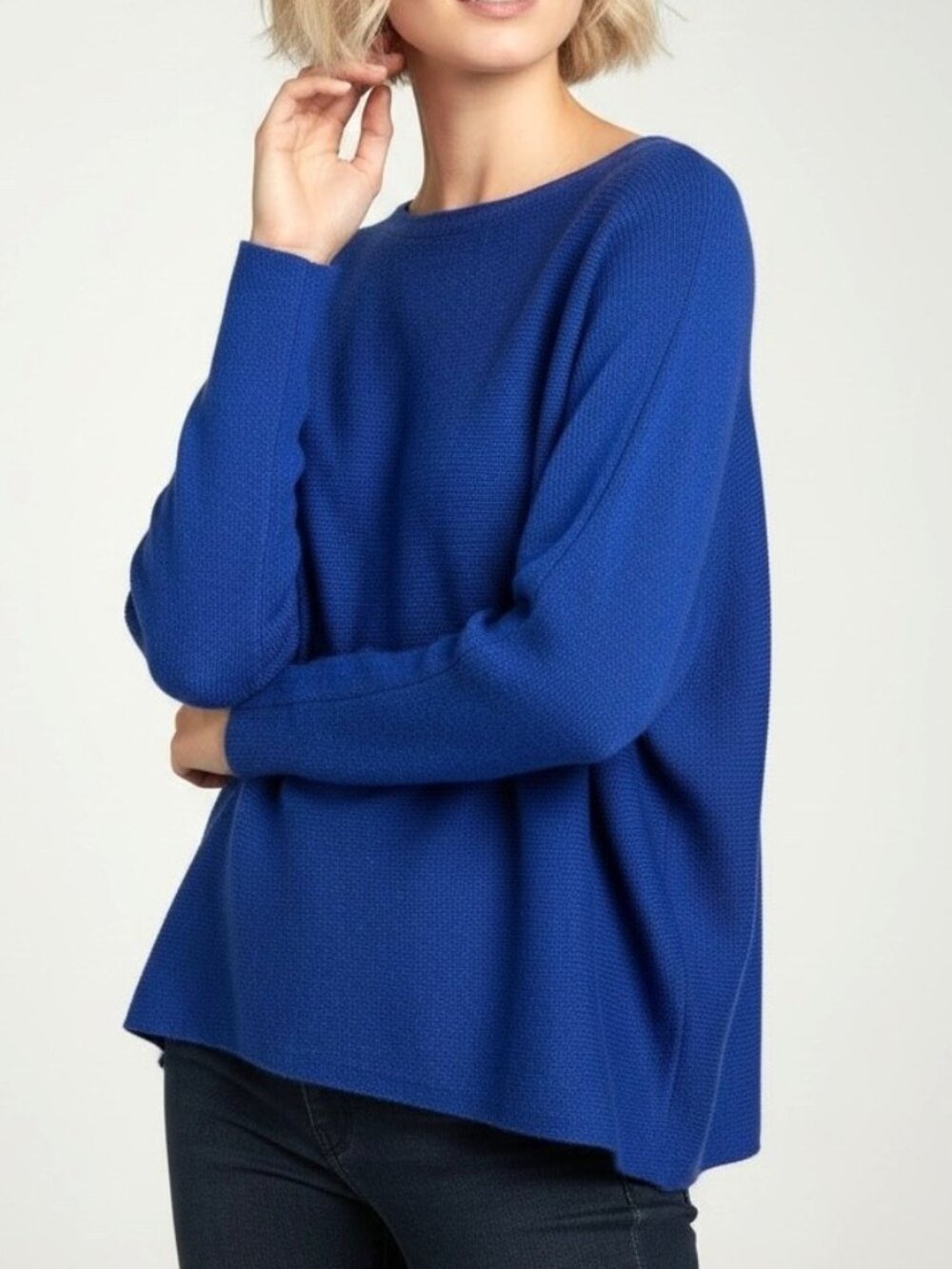 Bettina Spitz Blue Knit Sweater Lightweight Crewneck Relaxed Fit Size 10